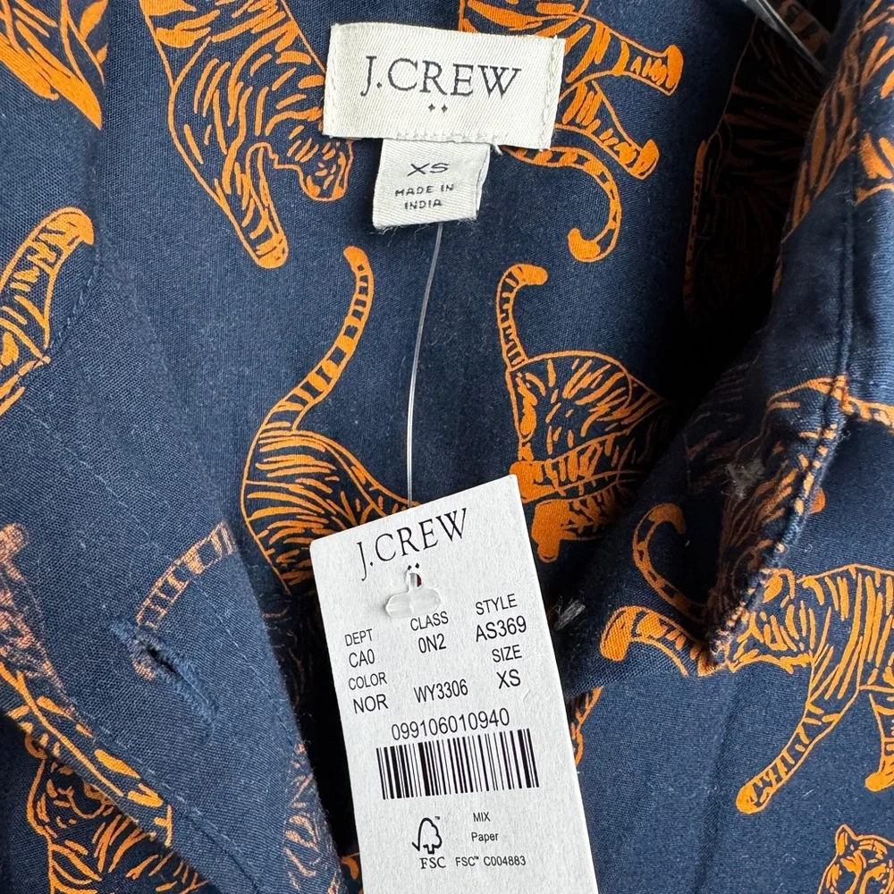 J.Crew | Tiger Print Button Down Shirt Sz XS NWT - Picture 4 of 6